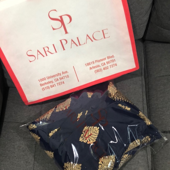 Saree Indian Wedding Traditional royal blue Sari - Picture 7 of 7